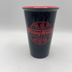 Krispy Kreme Ceramic Black Travel Tumbler w/Logo – Hot Coffee Cup -  NO LID